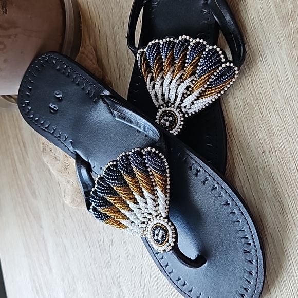 African Beaded Thong Sandals - Picture 4 of 8